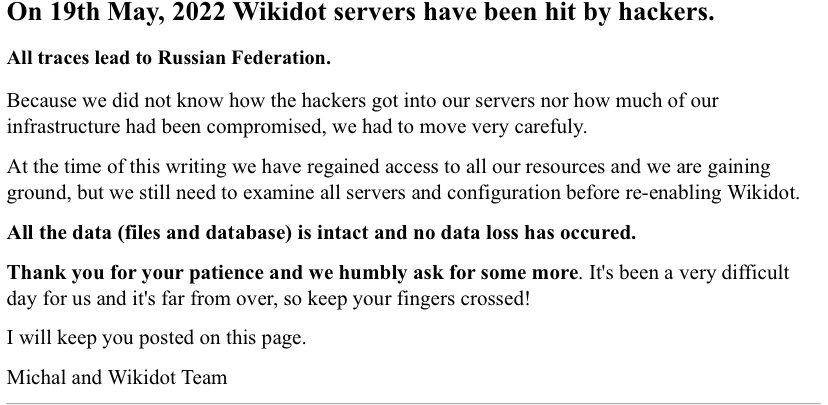 Wikidot Outage Meme : r/backrooms